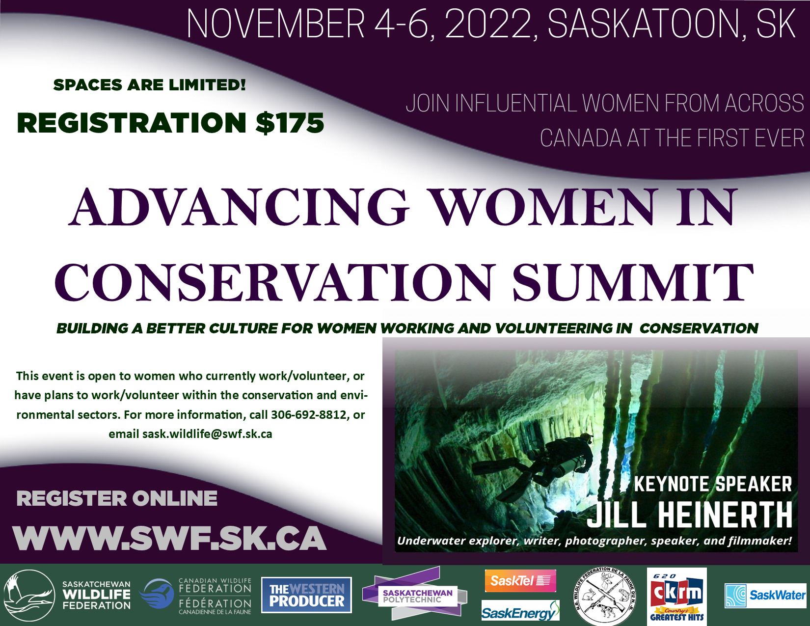 The Saskatchewan Wildlife Federation (SWF) is excited to announce the first-ever Canadian Advancing Women in Conservation (AWIC) Summit!